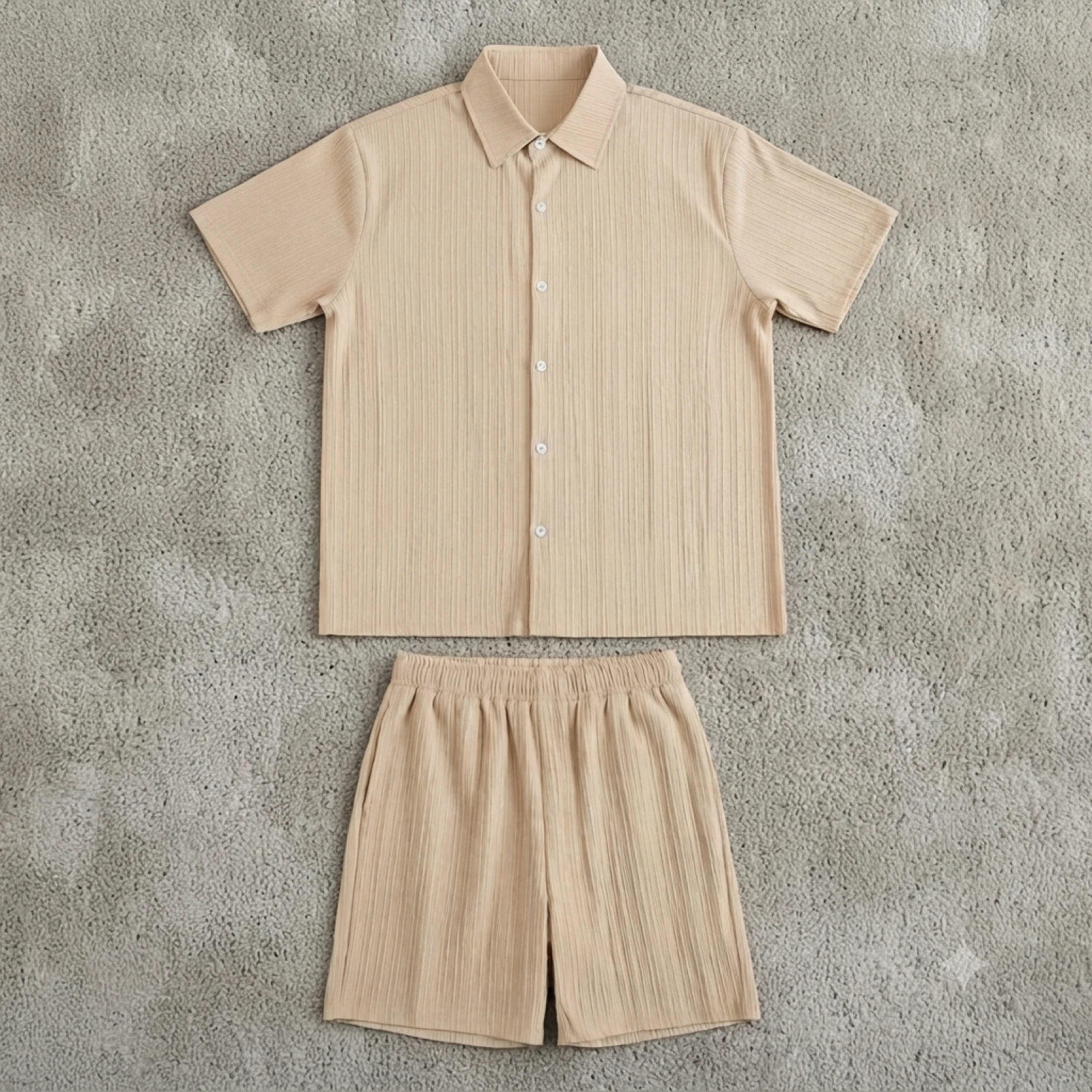 Heren zomerset 2-delig shirt+short grijs NIEUW 
